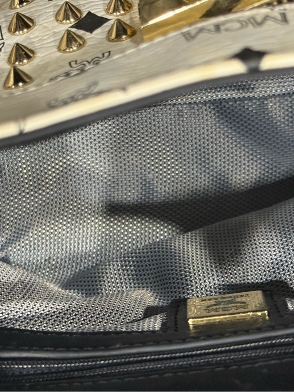 MCM Satchel Bag With Embellished Stones - Picture 13 of 15